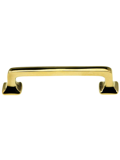 Medium Sized Mission Handle - 3 1/2 inch Center to Center in Unlacquered Brass.